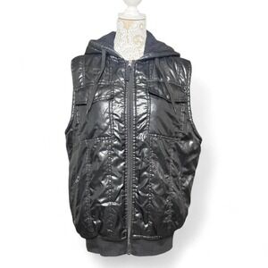 Y2K Grunge Alt Emo Puffer Black Puffer Vest Courage Clothing Co. Size Medium